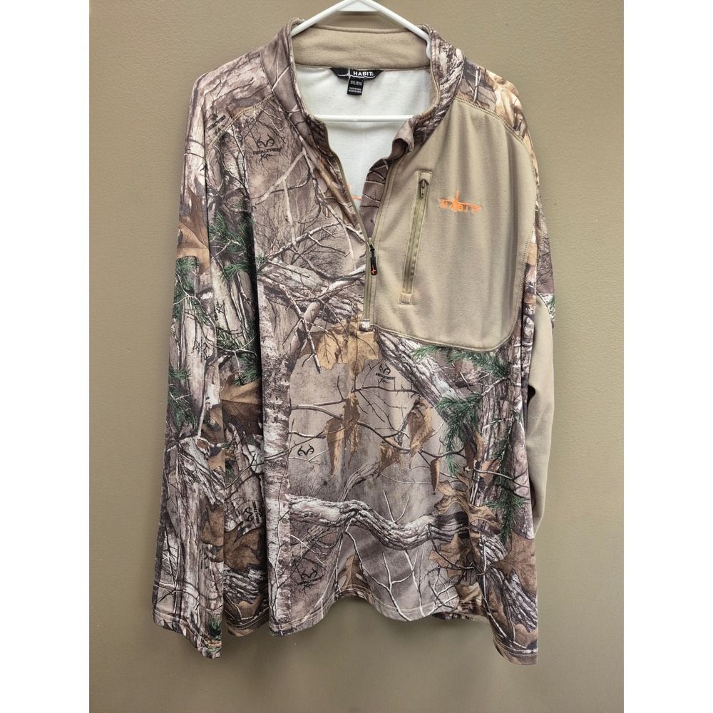 Habit 3XL‎ Mens Realtree Camo Hunting Fleece 1/4 Zip Pullover Scent Factor